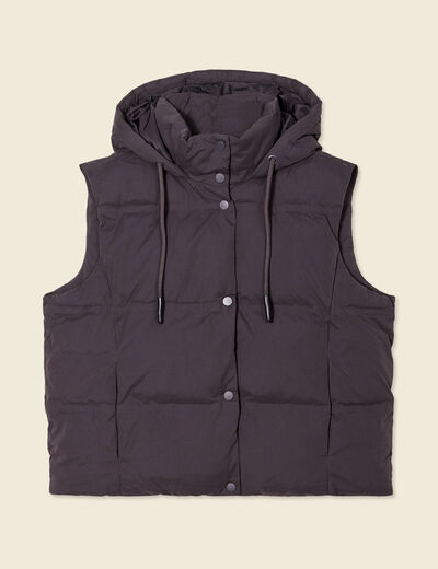Doudoune sans manches capuche gris foncé femme