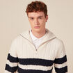 Pull col camionneur zippé ecru homme
