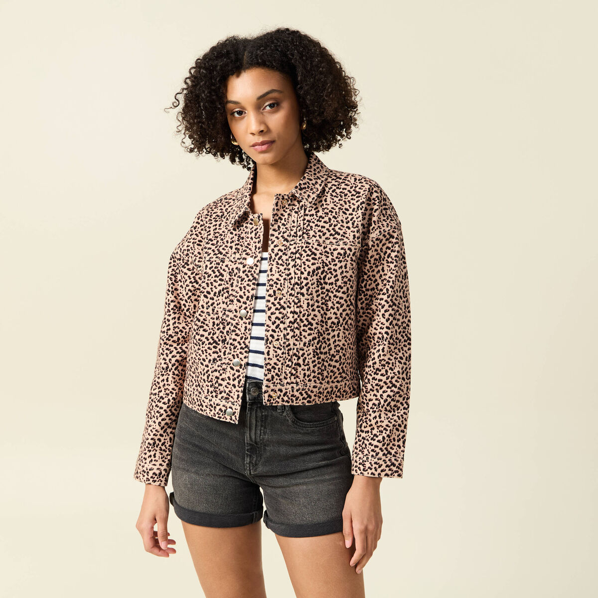 Blouson boutonné camel femme
