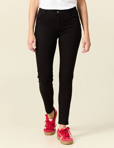 Jeans skinny push up 7/8ème denim noir femme