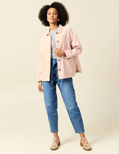 Surchemise oversize rose clair femme