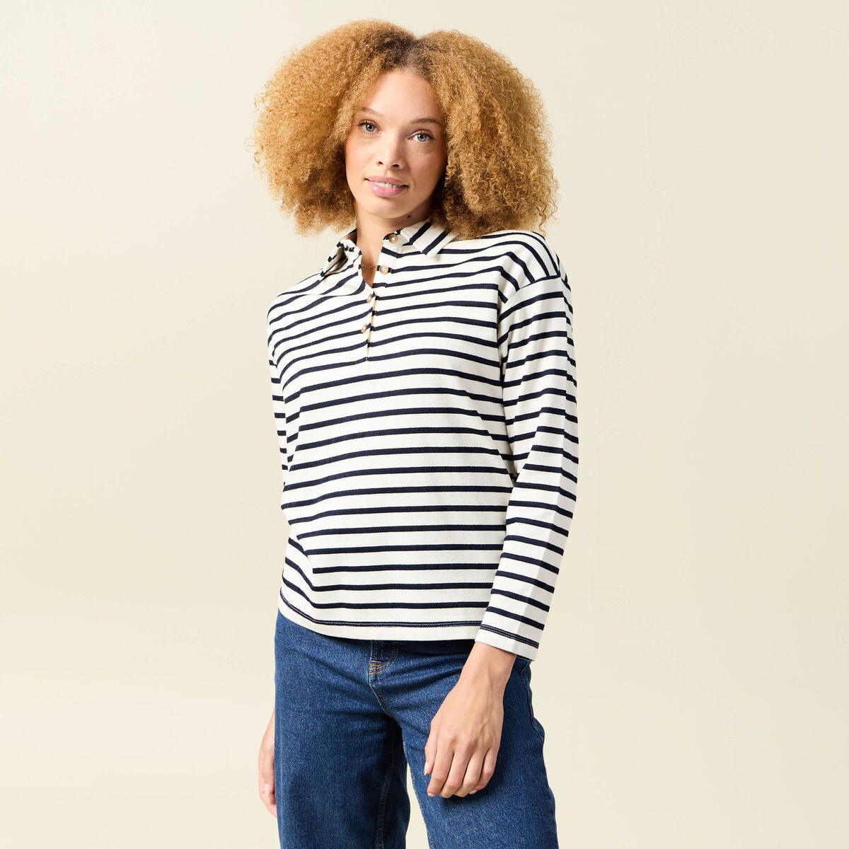 T-shirt manches longues ecru femme