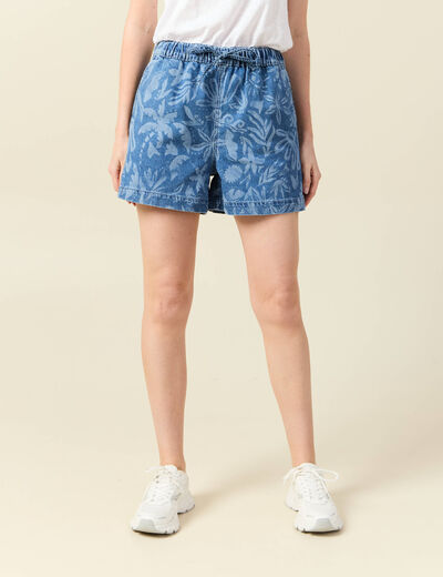 Short large en jean denim stone femme