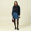 Sweat &agrave; capuche manches longues doubl&eacute; bleu marine femme