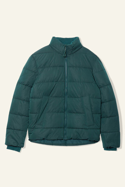 Doudoune droite zippée vert foncé homme