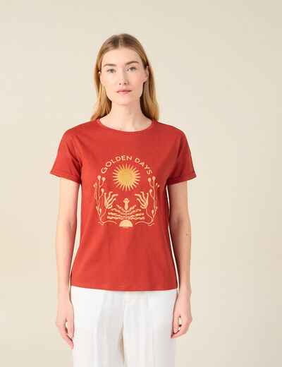 T-shirt éco-responsable rouge foncé femme