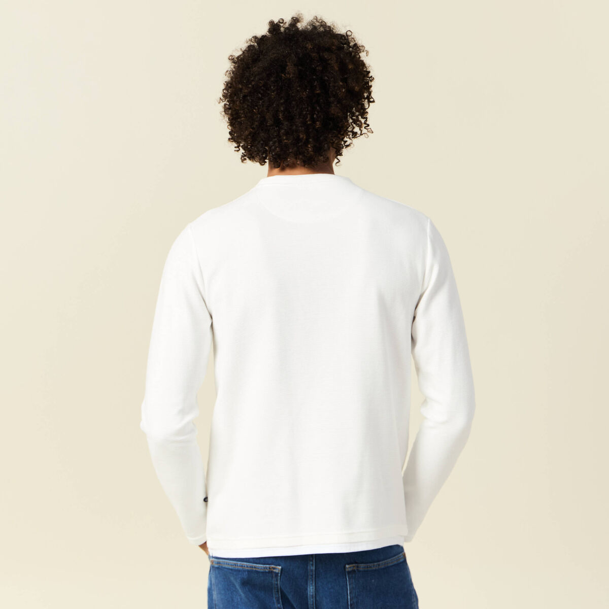 T-shirt manches longues ecru homme