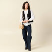 Chemise col montant manches longues ecru femme
