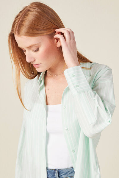 Chemise manches longues vert pastel femme