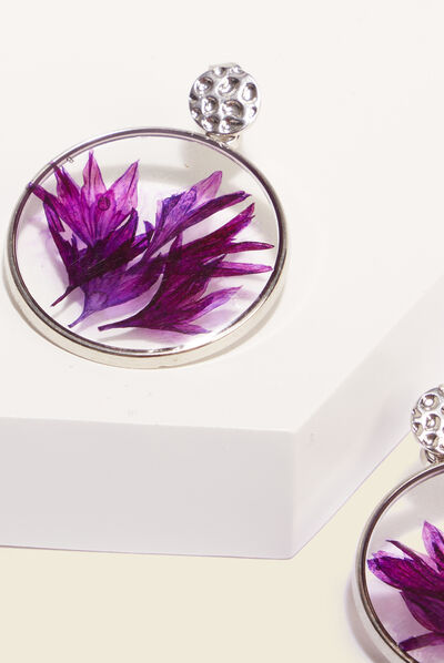 Boucles d'oreilles pendantes violet femme