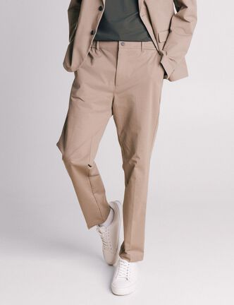 Pantalon chino stretch taupe homme
