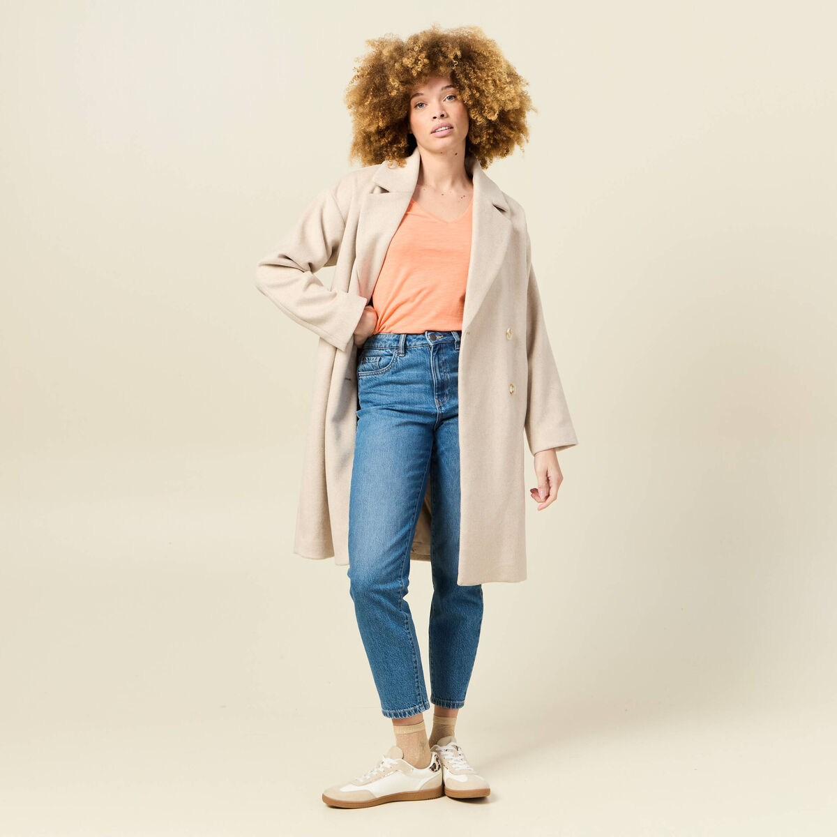 T-shirt manches courtes orange corail femme