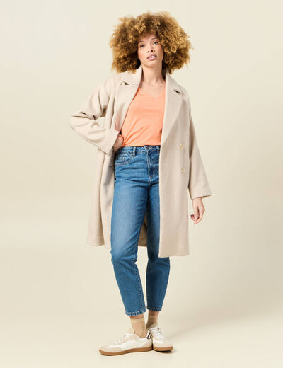 T-shirt manches courtes orange corail femme