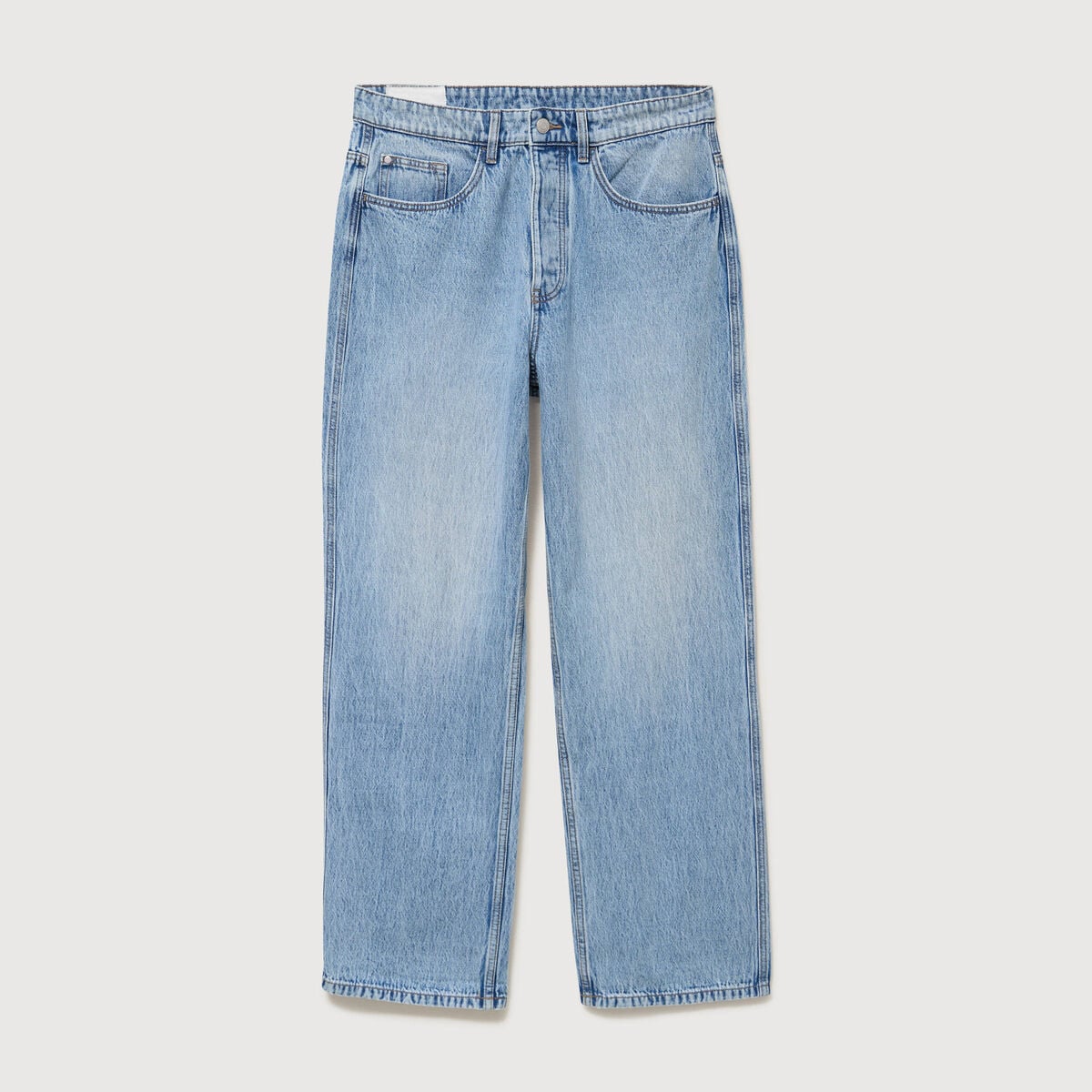 Jeans loose longueur 34 en coton denim snow bleach homme