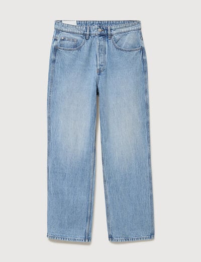 Jeans loose longueur 34 en coton denim snow bleach homme