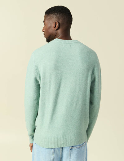 Pull manches longues col rond vert pastel homme