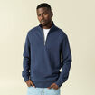 Sweat col montant manches longues bleu marine homme