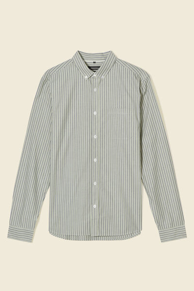 Chemise manches longues vert olive homme
