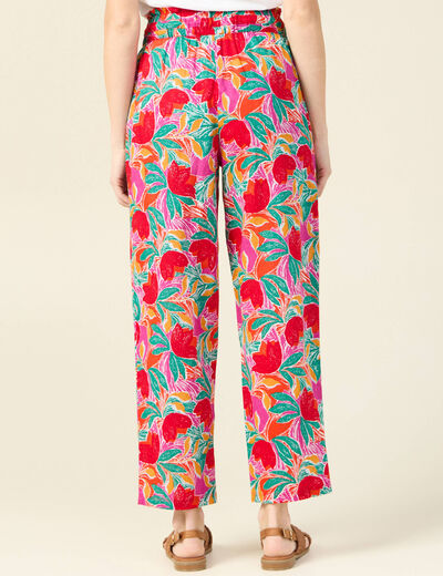 Pantalon carotte taille haute multicolore femme