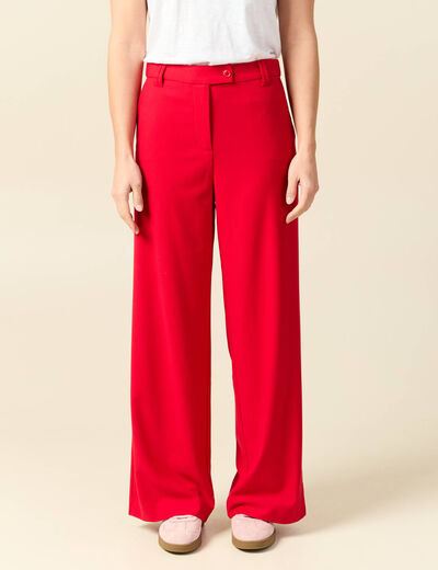 Pantalon loose taille standard fluide rouge femme