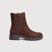 Bottines &agrave; semelle crant&eacute;e marron fonc&eacute; femme
