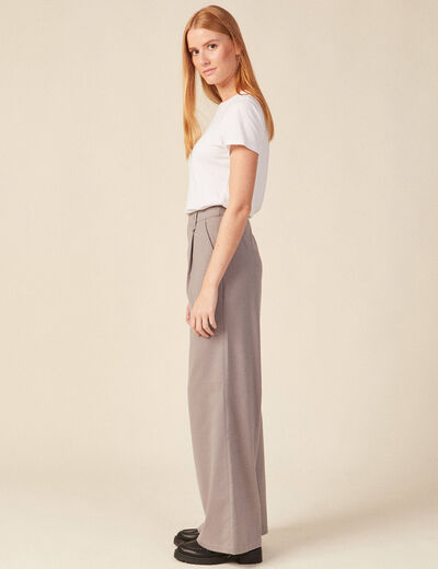 Pantalon large avec pinces gris femme
