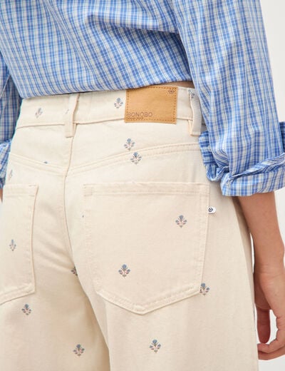 Jeans wide leg taille standard blanc femme