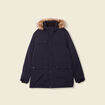 Parka droite à capuche bleu foncé homme