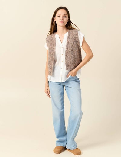 Chemise manches courtes ecru femme