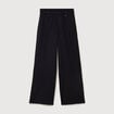 Pantalon large taille haute fluide noir femme