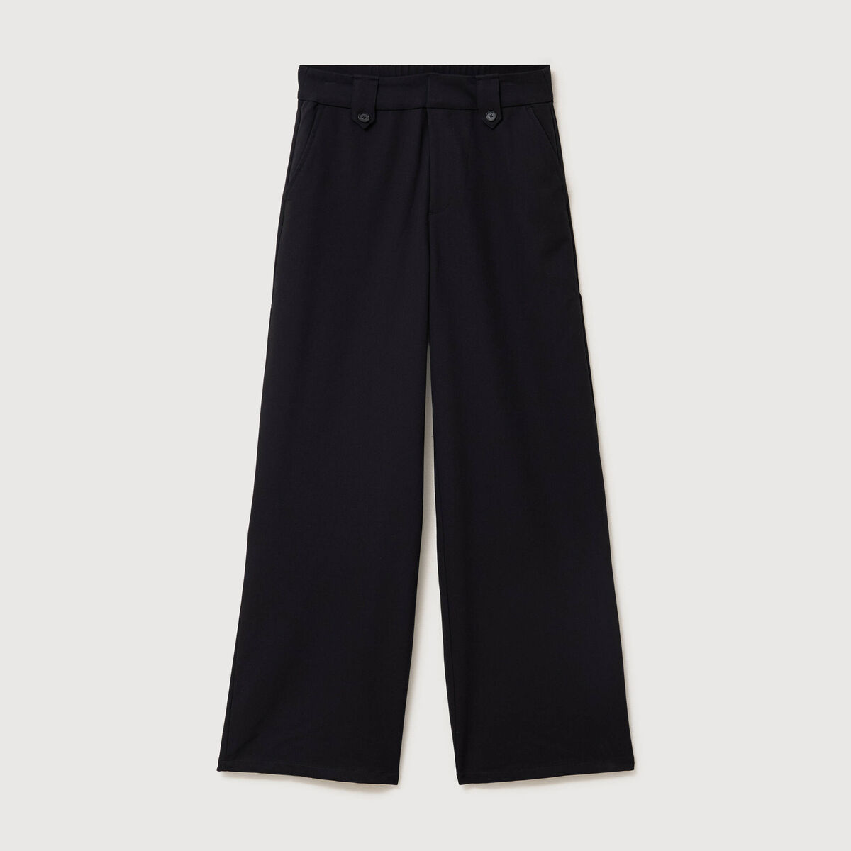 Pantalon large taille haute fluide noir femme