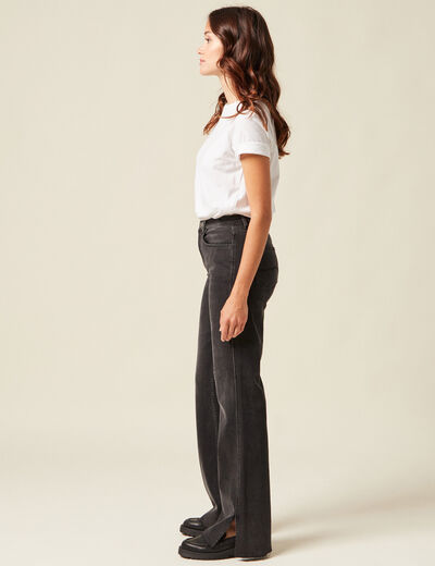 Jeans flare fendu denim gris femme