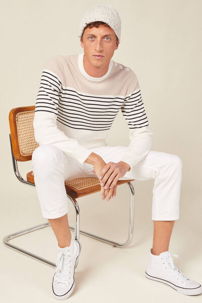Pull manches longues ecru homme