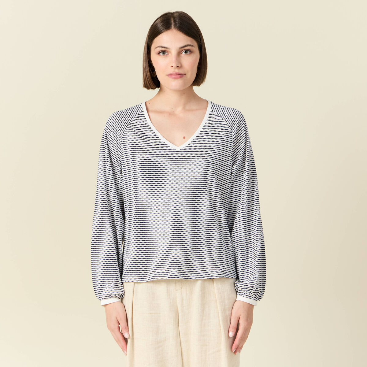 T-shirt manches longues ecru femme