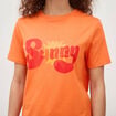 T-shirt droit col rond manches courtes orange femme