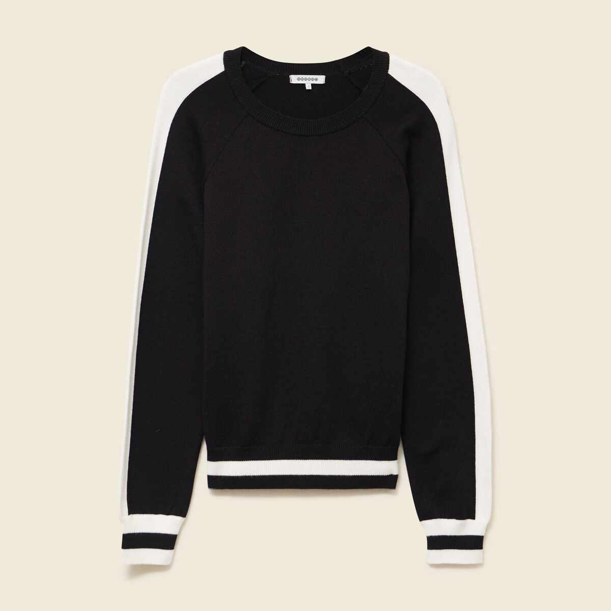 Pull col rond manches longues noir femme