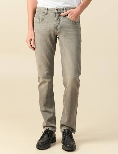 Jeans straight longueur 34 denim snow gris homme