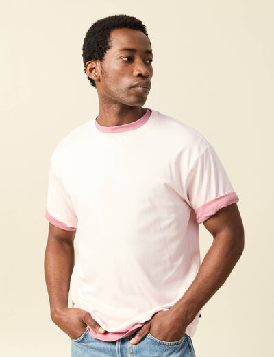 T-shirt manches courtes rose clair homme