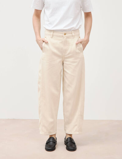 Jeans slouchy taille haute denim blanc femme