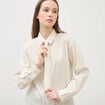 Chemise manches longues col am&eacute;ricain blanc femme