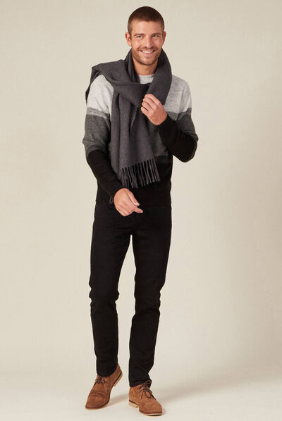 Pull manches longues gris foncé homme