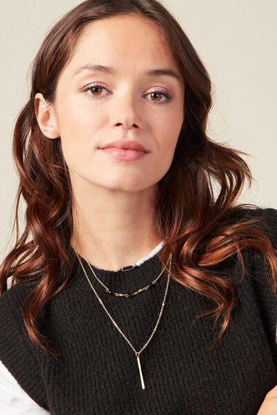 Collier multirangs noir femme