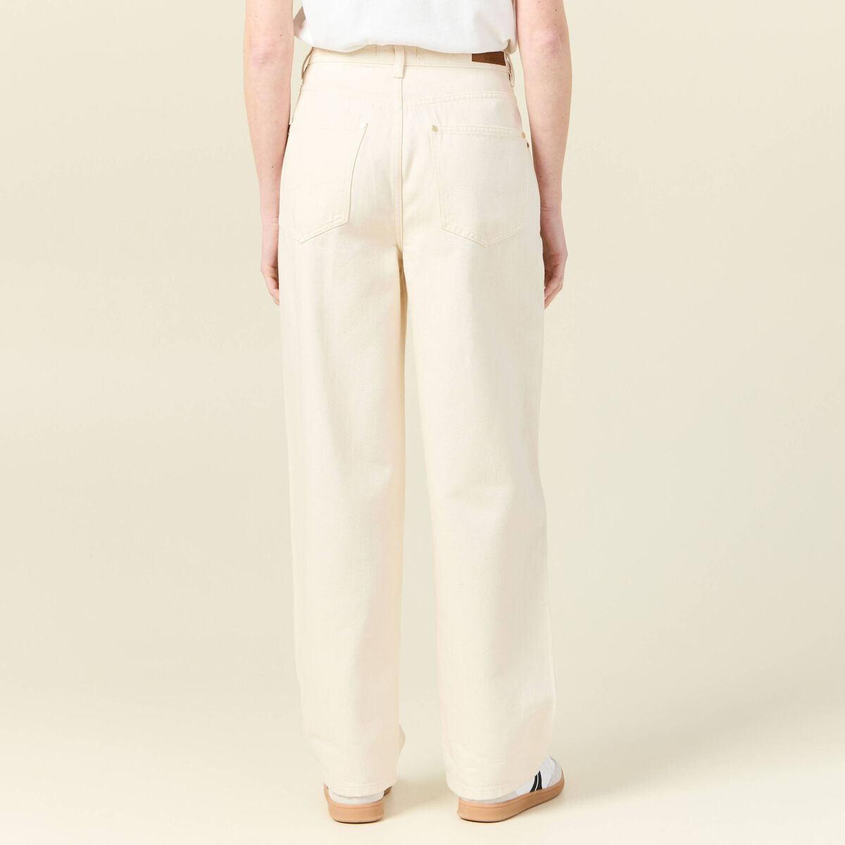 Jeans large taille haute denim blanc femme