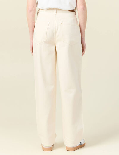 Jeans large taille haute denim blanc femme