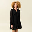 Robe manches longues doubl&eacute;e noir femme