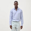 Chemise col am&eacute;ricain manches longues bleu gris homme
