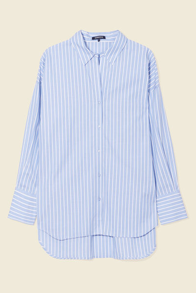 Chemise manches longues bleu clair femme
