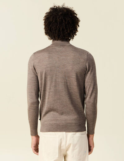 Pull 100% laine mérinos marron foncé homme