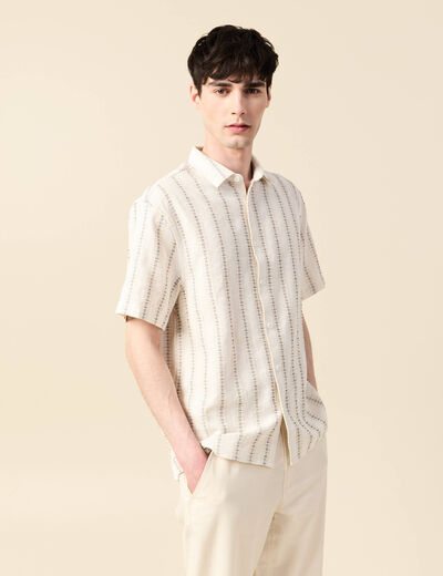Chemise manches courtes ecru homme