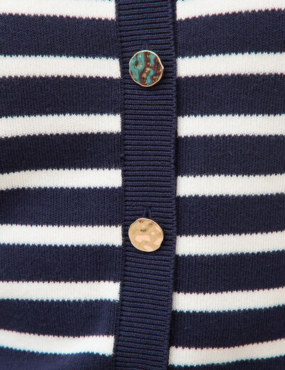 Gilet manches longues col rond en coton bleu marine femme